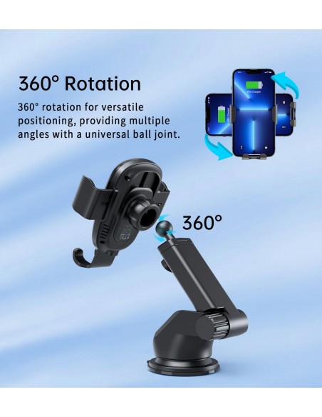 Automobilinis laikiklis-įkroviklis Choetech T203-F 15W Gravity Car Charger Holder juodas
