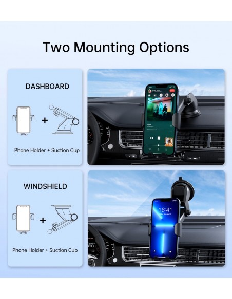 Automobilinis laikiklis-įkroviklis Choetech T203-F 15W Gravity Car Charger Holder juodas