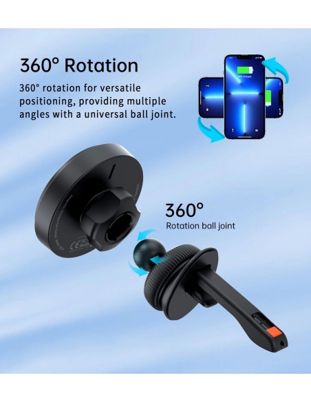 Automobilinis laikiklis-įkroviklis Choetech T205-F MagSafe 15W juodas