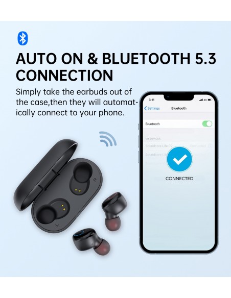 Belaidės ausinės Choetech BH-T16 Hi-Fi Bean TWS juodos
