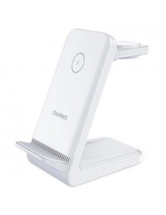 Belaidis įkroviklis CHOETECH, 15W, 3in1, baltas su stovu