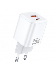 Įkroviklis Awei PD66-EU GaN 35W USB-A/USB-C baltas