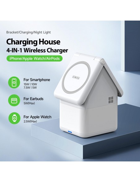Įkroviklis belaidis DUZZONA W20 4-in-1 MagSafe baltas