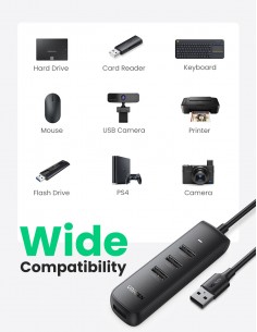 USB šakotuvas Ugreen CM416 USB-A 3.0 to 4xUSB-A 3.0 (10915) juodas 2