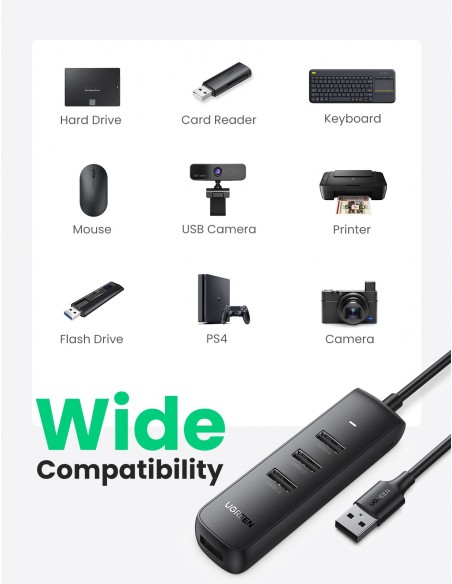 USB šakotuvas Ugreen CM416 USB-A 3.0 to 4xUSB-A 3.0 (10915) juodas