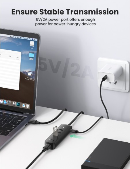 USB šakotuvas Ugreen CM416 USB-A 3.0 to 4xUSB-A 3.0 (10915) juodas