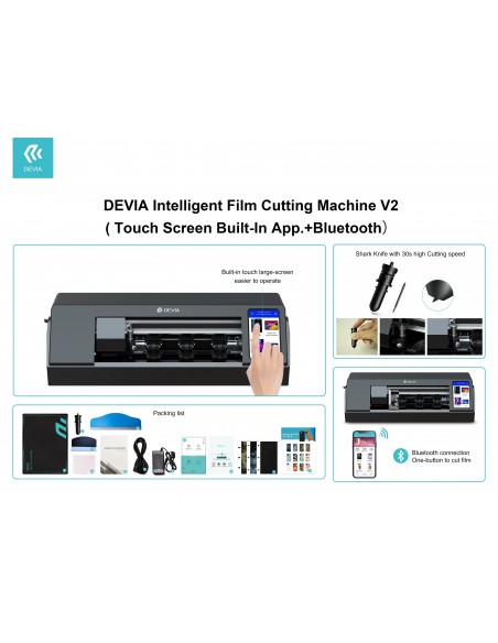 Plėvelių karpymo mechanizmas Devia Intelligent Film Cutting Machine V2 su lietimui jautriu ekranu (Built-in App + Bluetooth) P