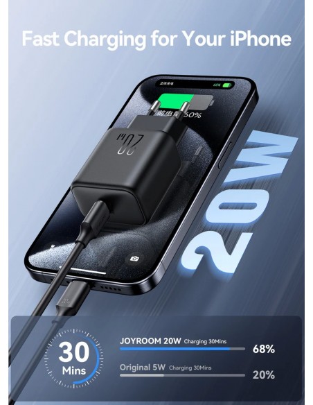 Įkroviklis Joyroom JR-TCF20 USB-C PD20W + USB-C to USB-C cable 1.0m baltas