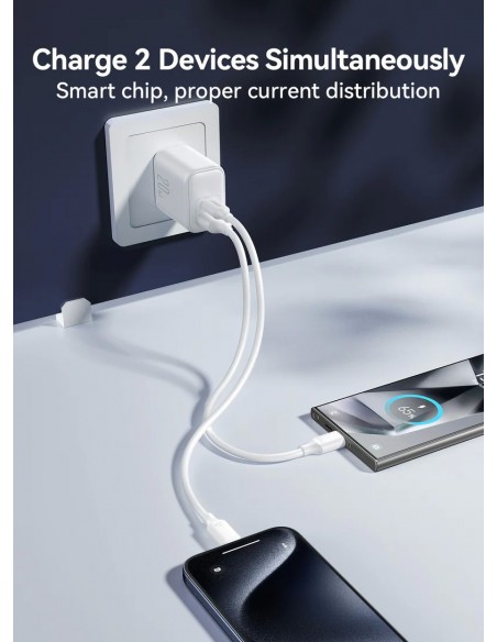 Įkroviklis Joyroom JR-TCF21 USB-C/USB-A PD20W baltas