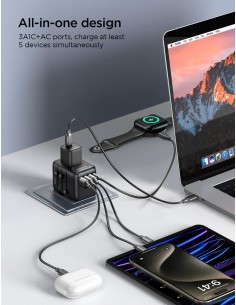 Universalus kelioninis įkroviklis Joyroom JR-TCW01 3xUSB-A/USB-C juodas 2