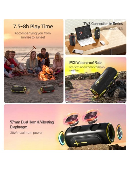 Bluetooth nešiojamas garsiakalbis Awei KA5 20W juodas