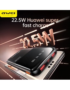 Išorinė baterija Power Bank Awei P10K 22.5W 10000mAh juoda 2