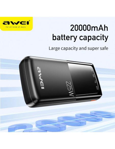 Išorinė baterija Power Bank Awei P13K PD20W/QC22.5W 20000mAh juoda