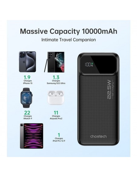 Išorinė baterija Power Bank Choetech B728 22.5W 10000mAh juoda