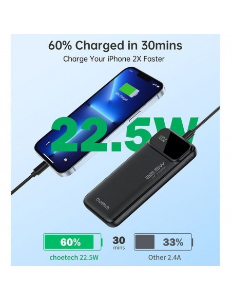 Išorinė baterija Power Bank Choetech B728 22.5W 10000mAh juoda