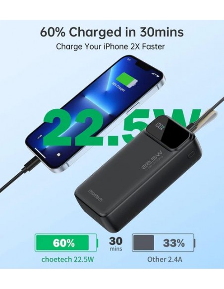 Išorinė baterija Power Bank Choetech B730 22.5W 30000mAh juoda