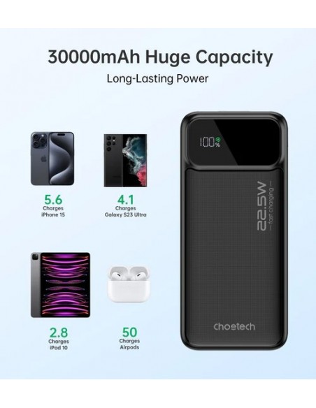 Išorinė baterija Power Bank Choetech B730 22.5W 30000mAh juoda