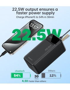 Išorinė baterija Power Bank Choetech B732 22.5W 50000mAh juoda 2