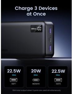 Išorinė baterija Power Bank Ugreen PB313 20W 20000mAh (25683) juoda 2