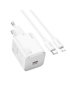 Įkroviklis Hoco N40 USB-C PD20W + USB-C to Lightning 1.0m baltas
