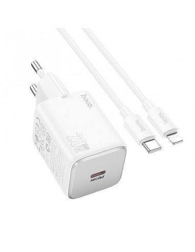 Įkroviklis Hoco N40 USB-C PD20W + USB-C to Lightning 1.0m baltas