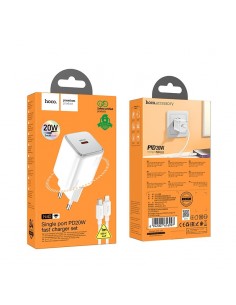Įkroviklis Hoco N40 USB-C PD20W + USB-C to Lightning 1.0m baltas 2