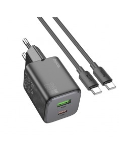 Įkroviklis Hoco N41 USB-A/USB-C PD20W+QC3.0 + USB-C to USB-C cable 1.0m juodas