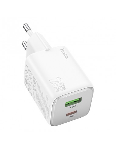 Įkroviklis Hoco N41 USB-A/USB-C PD20W+QC3.0 baltas
