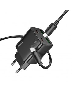 Įkroviklis Hoco N56 2xUSB-C/2xUSB-A PD30W + USB-C to USB-C cable 1.0m juodas 2