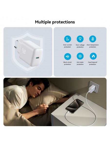 Įkroviklis Joyroom JR-TCF24 USB-C PD30W + USB-C to USB-C cable 1.0m baltas