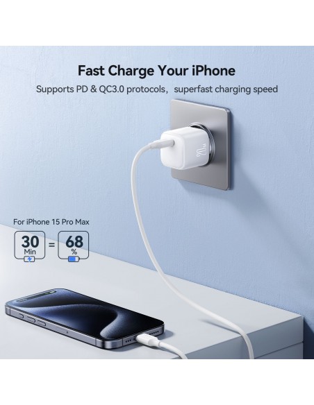 Įkroviklis Joyroom JR-TCG08 USB-C GaN PD20W baltas