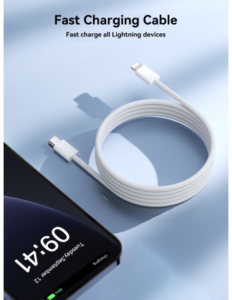 USB kabelis Joyroom S-A45 USB-C to Lightning 30W 1.2m baltas