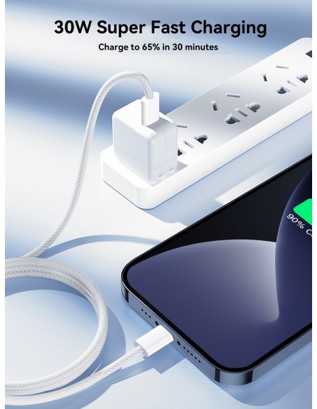 USB kabelis Joyroom S-A45 USB-C to Lightning 30W 1.2m baltas