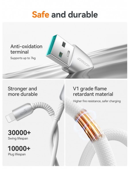 USB kabelis Joyroom S-A51 USB-A to Lightning 3A 1.2m pilkas