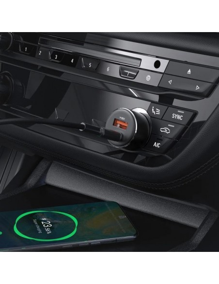 Automobilinis įkroviklis Acefast B12 60W USB-C/USB-A juodas