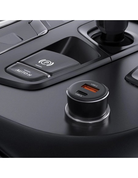 Automobilinis įkroviklis Acefast B12 60W USB-C/USB-A juodas