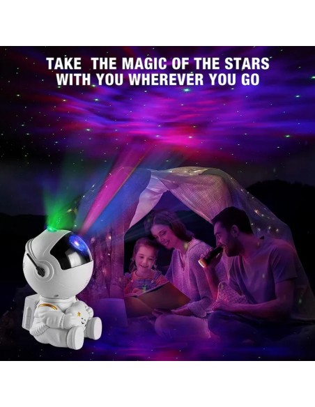 LED 3D galaktikų ir žvaigždžių projektorius Reach Mini Astronaut, baltas