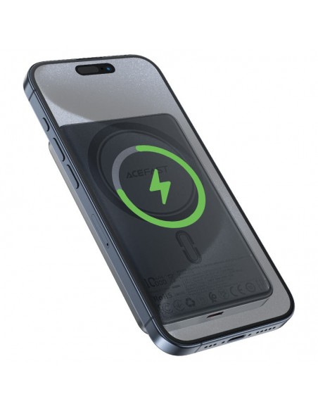 Išorinė baterija Power Bank Acefast M12-10000 PD20W Magnetic Wireless 10000mAh juoda