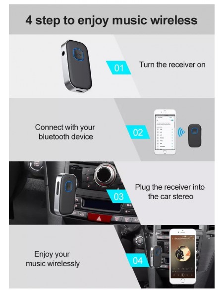 AUX Bluetooth laisvų rankų imtuvas Reach BR-1 juodas