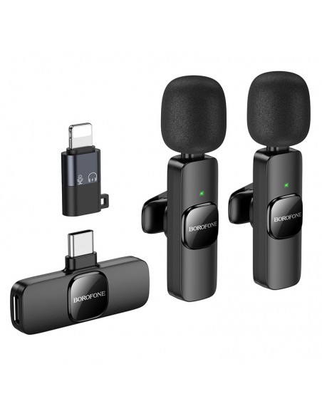 Mikrofonas Borofone BFK15 Lightning/USB-C juodas