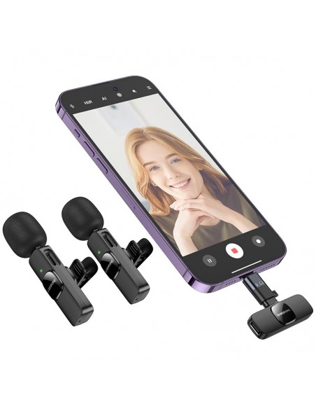 Mikrofonas Borofone BFK15 Lightning/USB-C juodas