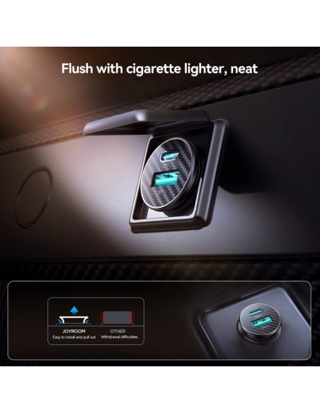 Automobilinis įkroviklis Joyroom JR-CCN16 USB-A/USB-C 15W juodas
