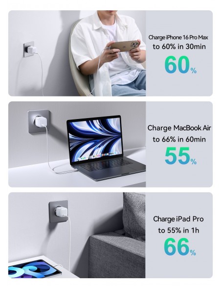 Įkroviklis Joyroom JR-TCG15 30W GaN USB-C baltas