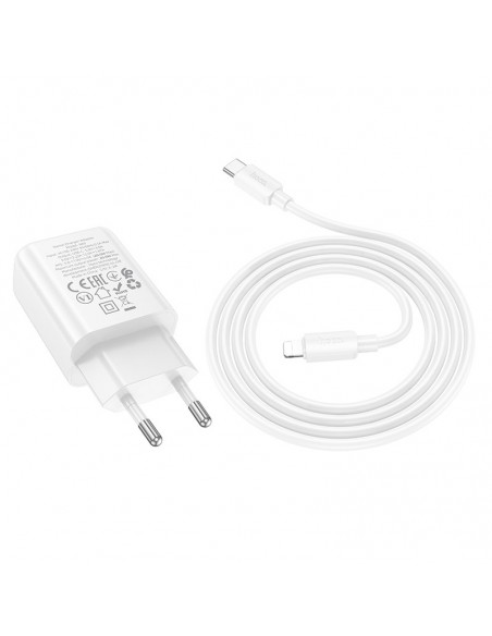 Įkroviklis Hoco N60 20W GaN USB-C + USB-C to Lightning cable 1.0m baltas