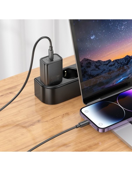 Įkroviklis Hoco N60 20W GaN USB-C + USB-C to Lightning cable 1.0m baltas