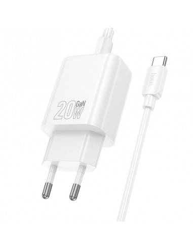 Įkroviklis Hoco N60 20W GaN USB-C + USB-C to USB-C cable 1.0m baltas