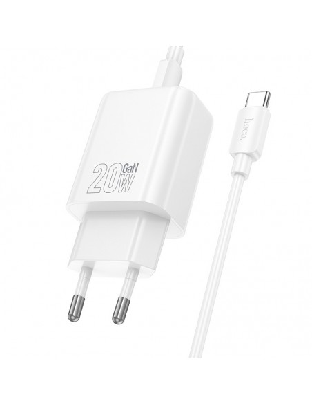 Įkroviklis Hoco N60 20W GaN USB-C + USB-C to USB-C cable 1.0m baltas