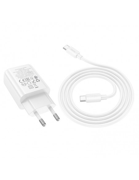 Įkroviklis Hoco N60 20W GaN USB-C + USB-C to USB-C cable 1.0m baltas