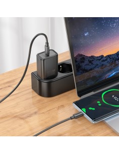 Įkroviklis Hoco N60 20W GaN USB-C + USB-C to USB-C cable 1.0m juodas 2