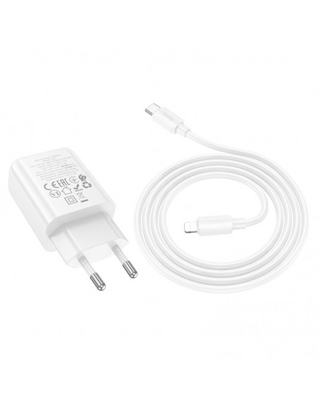 Įkroviklis Hoco N62 30W GaN USB-C + USB-C to Lightning cable 1.0m baltas